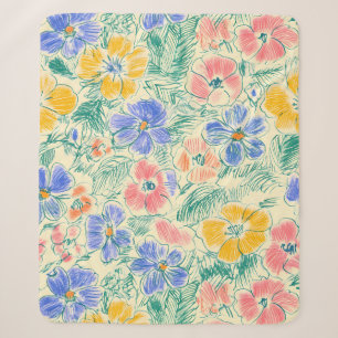 Vintage Wildflower Sketch (3) Sherpa Blanket