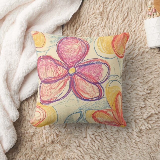 Vintage Wildflower Sketch (4) Cushion (Blanket)