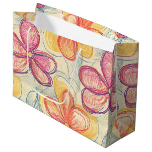 Vintage Wildflower Sketch (4) Large Gift Bag
