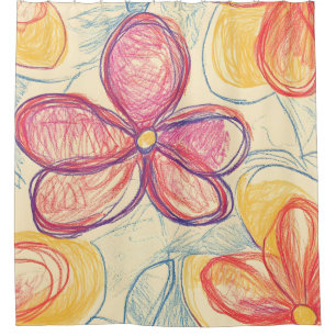 Vintage Wildflower Sketch (4) Shower Curtain