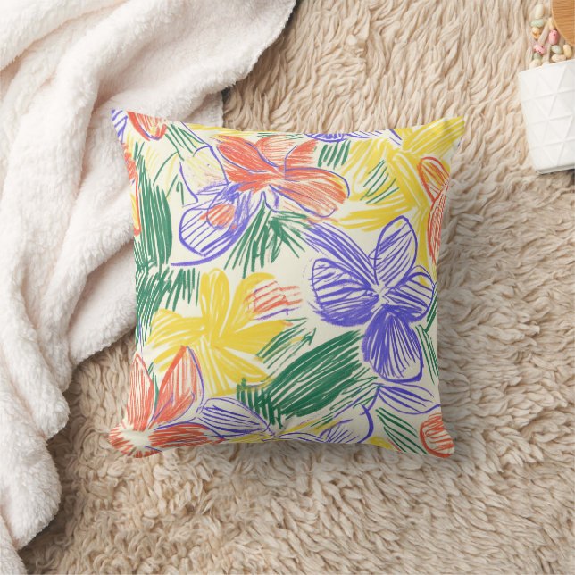 Vintage Wildflower Sketch (5) Cushion (Blanket)