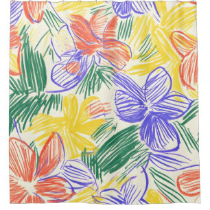 Vintage Wildflower Sketch (5) Shower Curtain