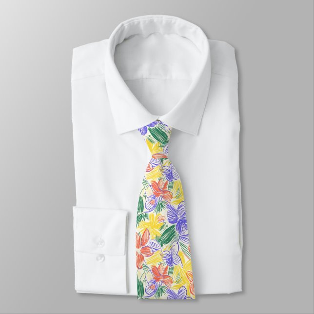 Vintage Wildflower Sketch (5) Tie (Tied)