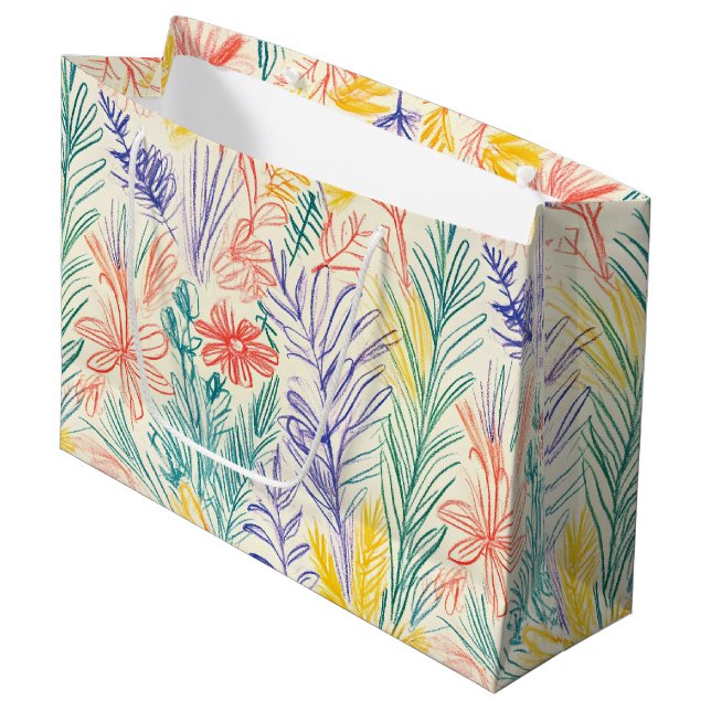 Vintage Wildflower Sketch (7) Large Gift Bag (Front Angled)