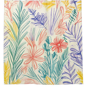 Vintage Wildflower Sketch (7) Shower Curtain