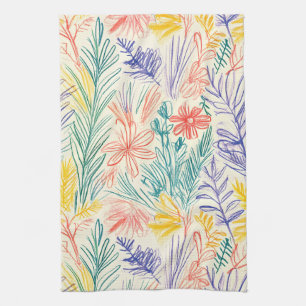 Vintage Wildflower Sketch (7) Tea Towel