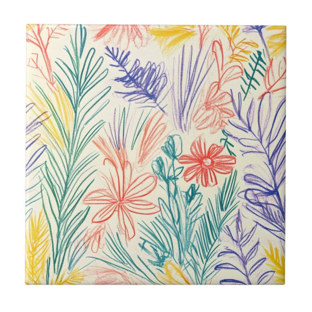 Vintage Wildflower Sketch (7) Tile (Front)