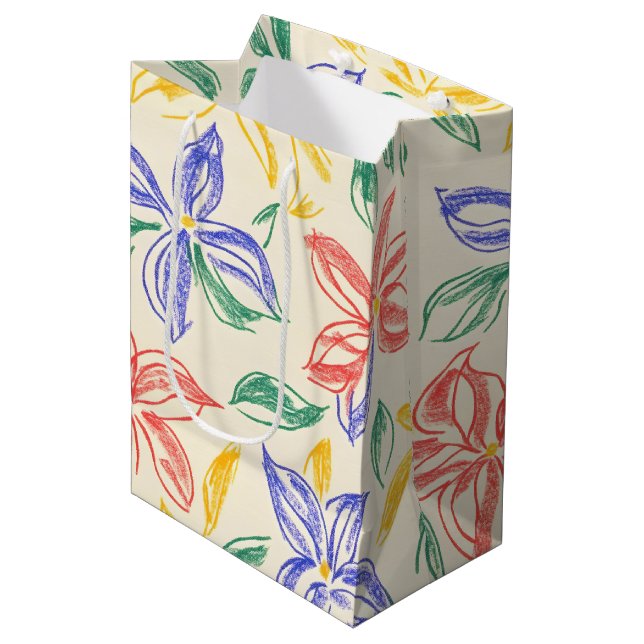 Vintage Wildflower Sketch (8) Medium Gift Bag (Front Angled)
