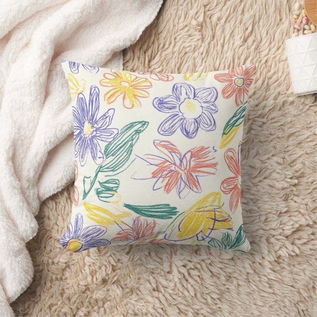 Vintage Wildflower Sketch (9) Cushion (Blanket)