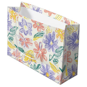 Vintage Wildflower Sketch (9) Large Gift Bag