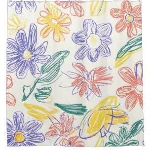 Vintage Wildflower Sketch (9) Shower Curtain