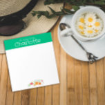 Vintage wildflower watercolor green  notepad<br><div class="desc">Yellow orange red watercolor botanical flower Notepad. Personalised  Stationery. Add your name.</div>