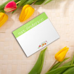 Vintage wildflower watercolor green teacher  notepad<br><div class="desc">Yellow orange red watercolor botanical flower Notepad. Personalised  Stationery for teachers. Add your name.</div>