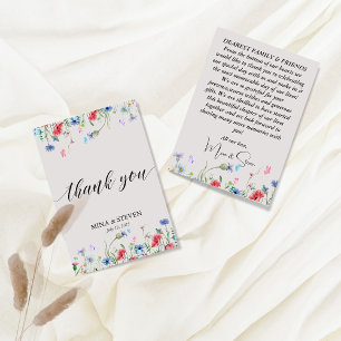 Vintage wildflower wedding Thank You Card