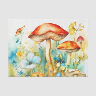 Vintage Wildflowers and Mushrooms Decoupage Tissue Paper
