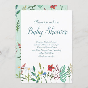 Vintage Wildflowers Baby Shower Nature in Bloom Invitation
