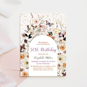 Vintage Wildflowers Botanical 50th Birthday Invitation