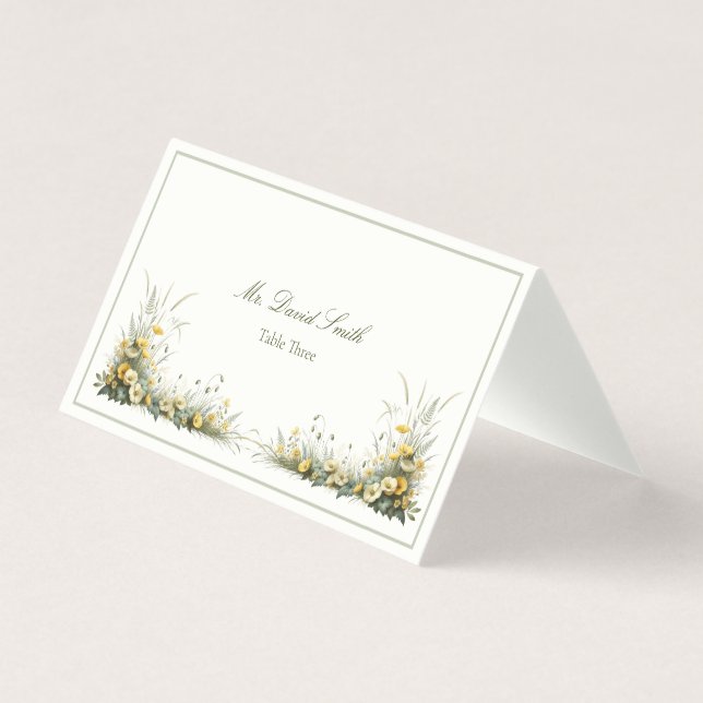 Vintage Wildflowers Custom Table Number Tents (Front)