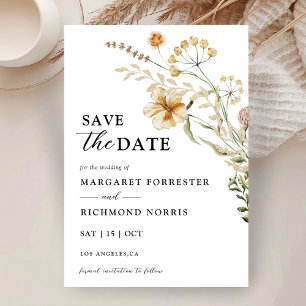 Vintage Wildflowers Elegant Floral Save the Date Invitation