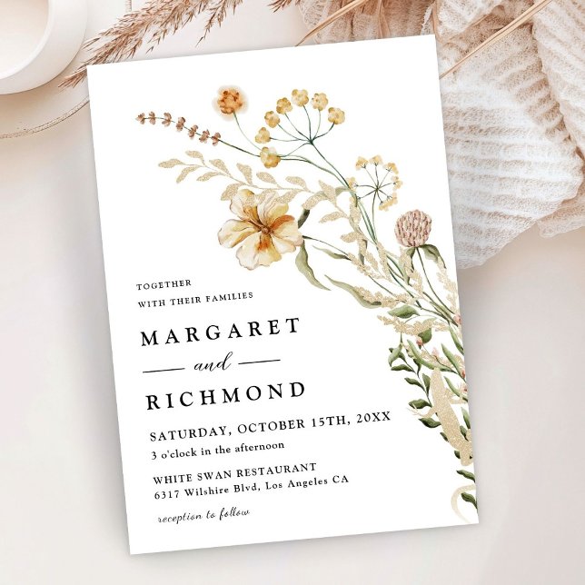 Vintage Wildflowers Elegant Floral Wedding Invitation (Creator Uploaded)