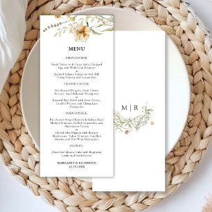 Vintage Wildflowers Elegant Floral Wedding Menu