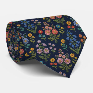 Vintage Wildflowers   Faux Embroidery Design Tie