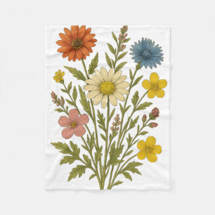 Vintage wildflowers fleece blanket