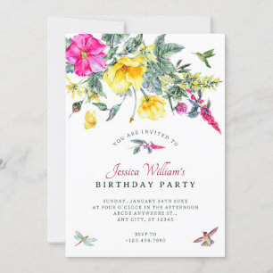 Vintage Wildflowers Floral Bouquet Invitation