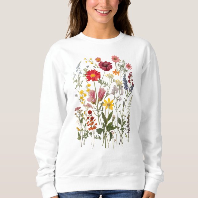 Vintage Wildflowers Floral Graphic  Sweatshirt (Front)