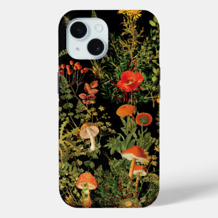 Vintage Wildflowers Forest  Mushrooms iPhone 15 Case