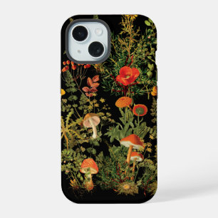 Vintage Wildflowers Forest Mushrooms iPhone 15 Case