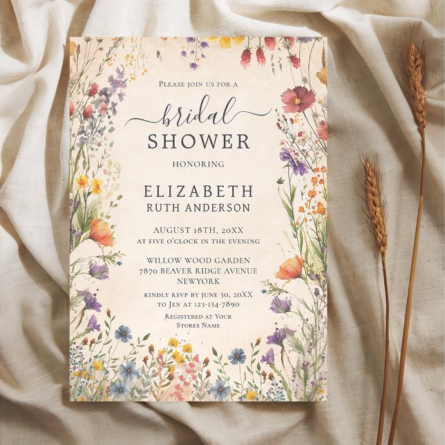 Vintage Wildflowers Garden Bridal Shower Invitation (Creator Uploaded)