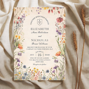Vintage Wildflowers Garden Wedding Invitation