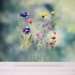 Vintage Wildflowers modern  Acrylic Sign