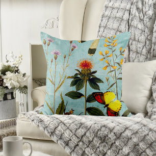 Vintage Wildflowers Nature Lover Floral Collage Cushion