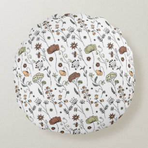 Vintage Wildflowers Pattern Round Cushion
