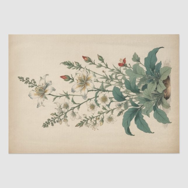 Vintage Wildflowers Print Tissue Paper (Front)