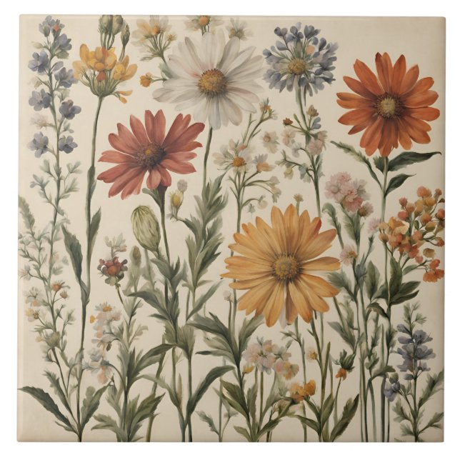 Vintage Wildflowers  Tile (Front)