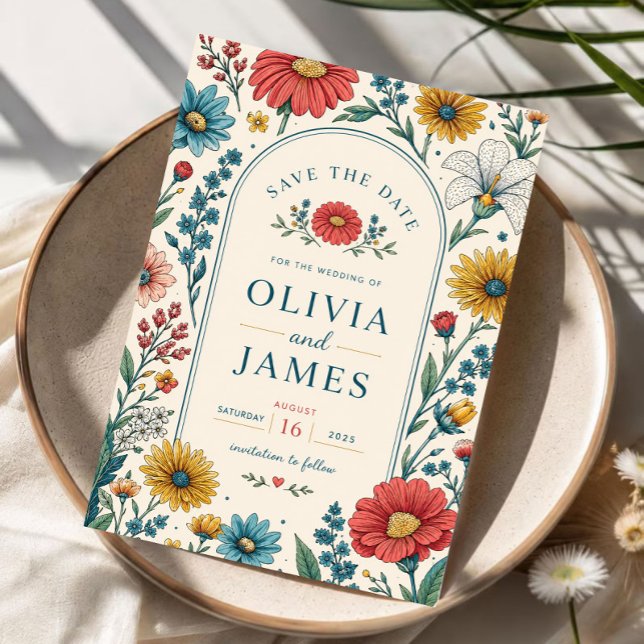 Vintage Wildflowers Wedding Invitation (Creator Uploaded)