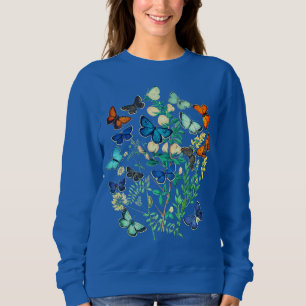 Vintage Wildlife Illustration - Butterfly Garden  Sweatshirt