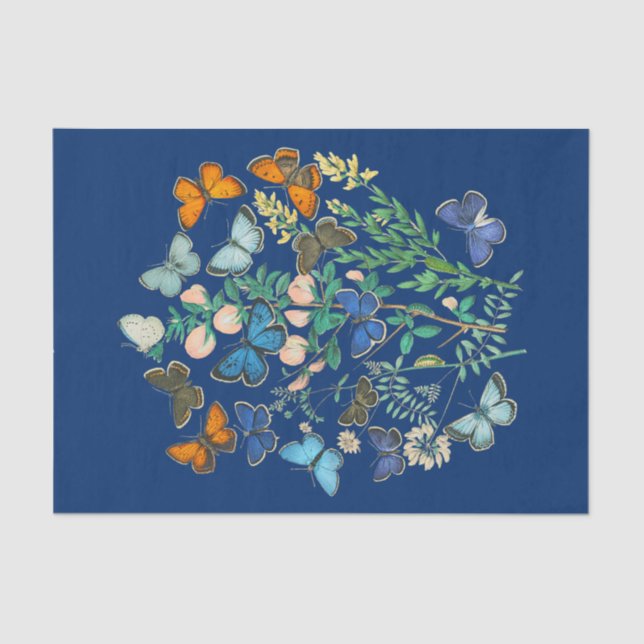 Vintage Wildlife Illustration - Butterfly Garden  Tissue Paper (Front)