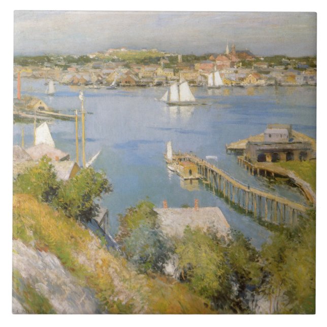 Vintage Willard Metcalf Gloucester Harbour Tile (Front)