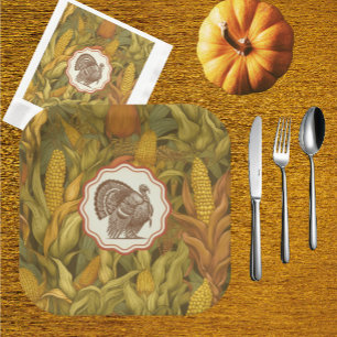 Vintage William Morris Autumn Corn and Turkey Paper Plate
