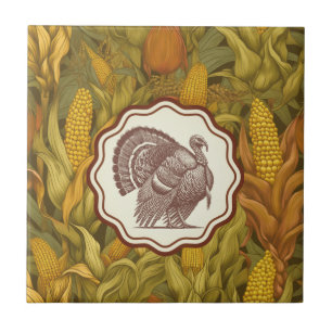 Vintage William Morris Autumn Corn Wild Turkey Tile