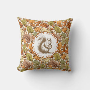 Vintage William Morris Autumn Leaf Berry Squirrel Cushion