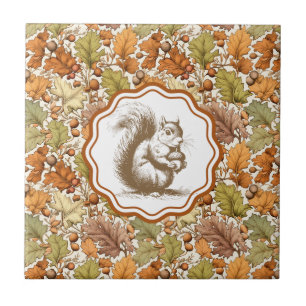 Vintage William Morris Autumn Leaf Berry Squirrel  Tile