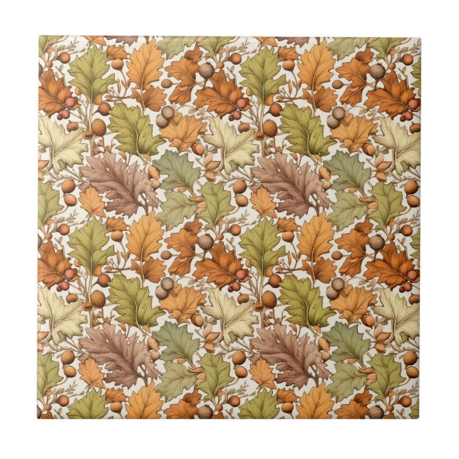 Vintage William Morris Autumn Leaf Berry Tile (Front)