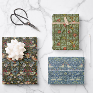 Vintage William Morris Birds and Flowers Patterns Wrapping Paper Sheet