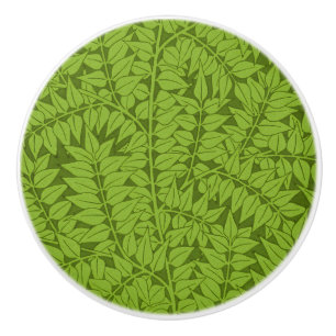 Vintage William Morris Branch Green Leaf Pattern Ceramic Knob