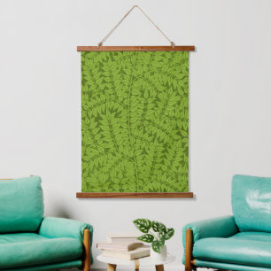Vintage William Morris Branch Green Leaf Pattern Hanging Tapestry